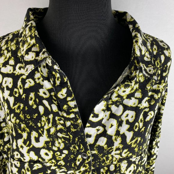 Rock & Republic XXL Animal Cheetah Leopard Print Button Down Roll Tab Sleeves - Picture 3 of 12
